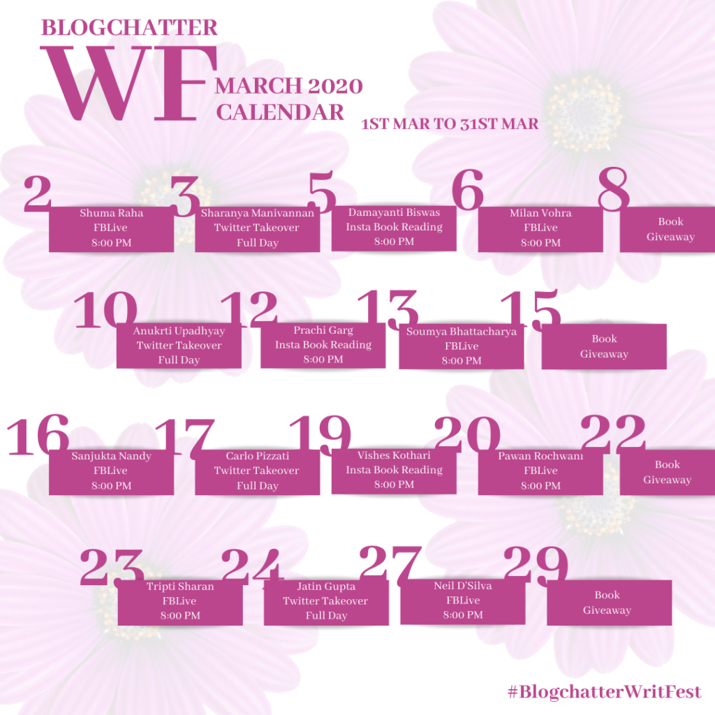 Blogchatter Writfest Calendar