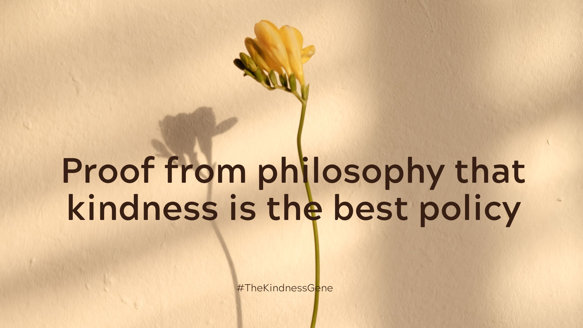 Proof from philosophy that kindness is the best policy