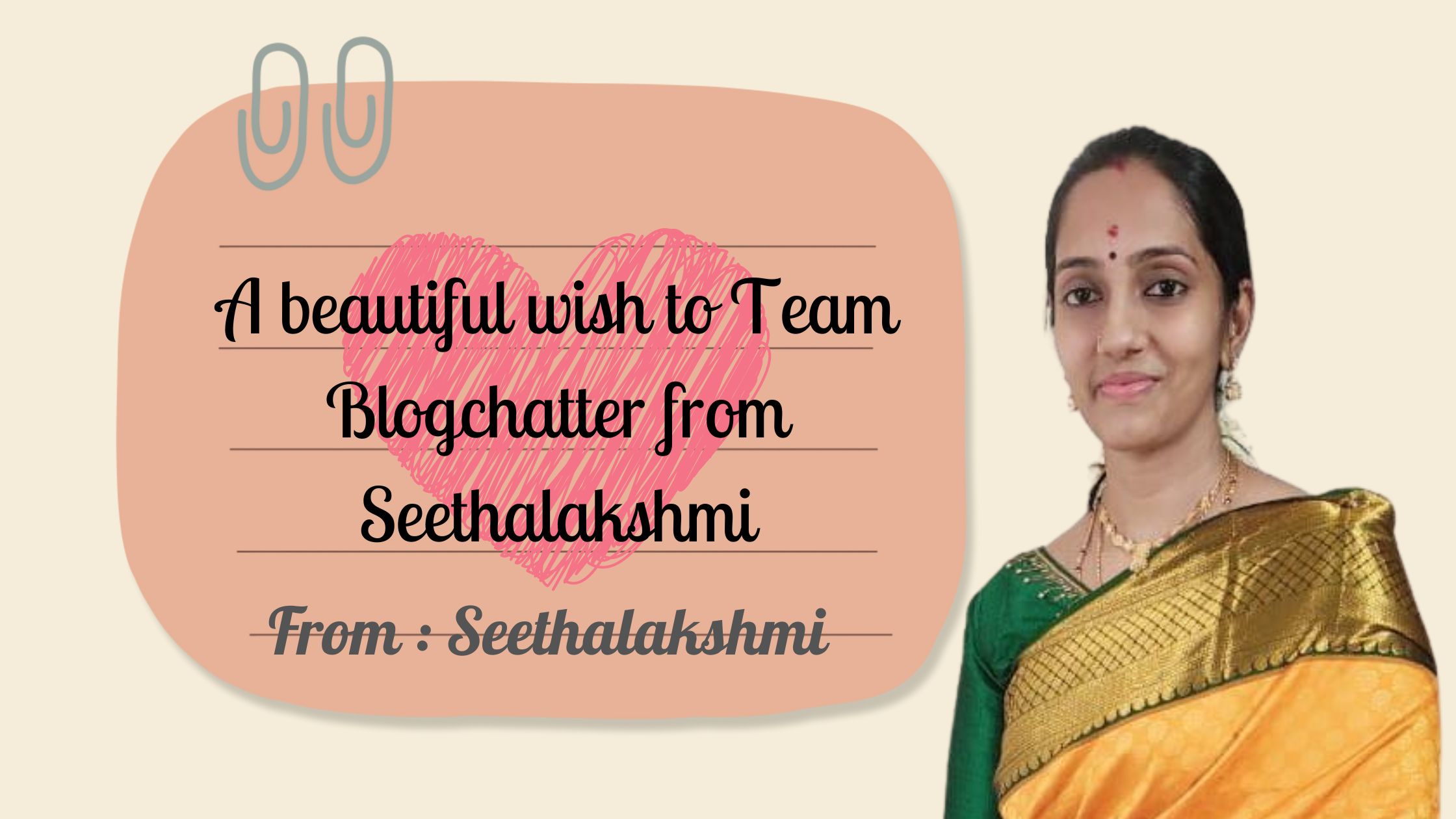 A beautiful wish to Team Blogchatter from Seethalakshmi