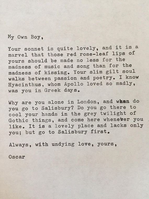 Oscar Wilde to Lord Alfred Douglas