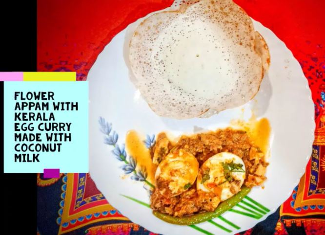 Flower Appam with Kerala Egg Curry